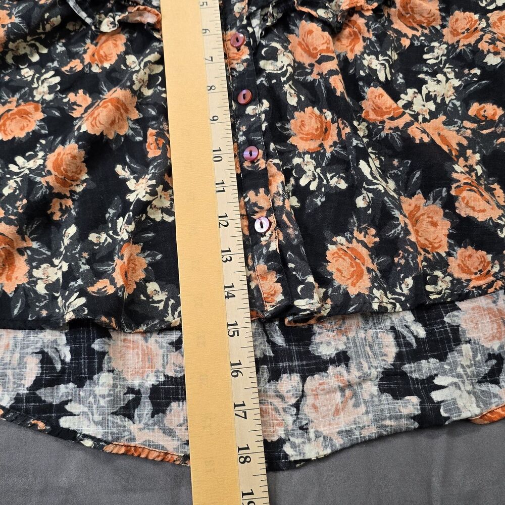 Free People Unreal Love Ruffle Collar Short Sleeve Floral Top Size XS - Picture 7 of 12